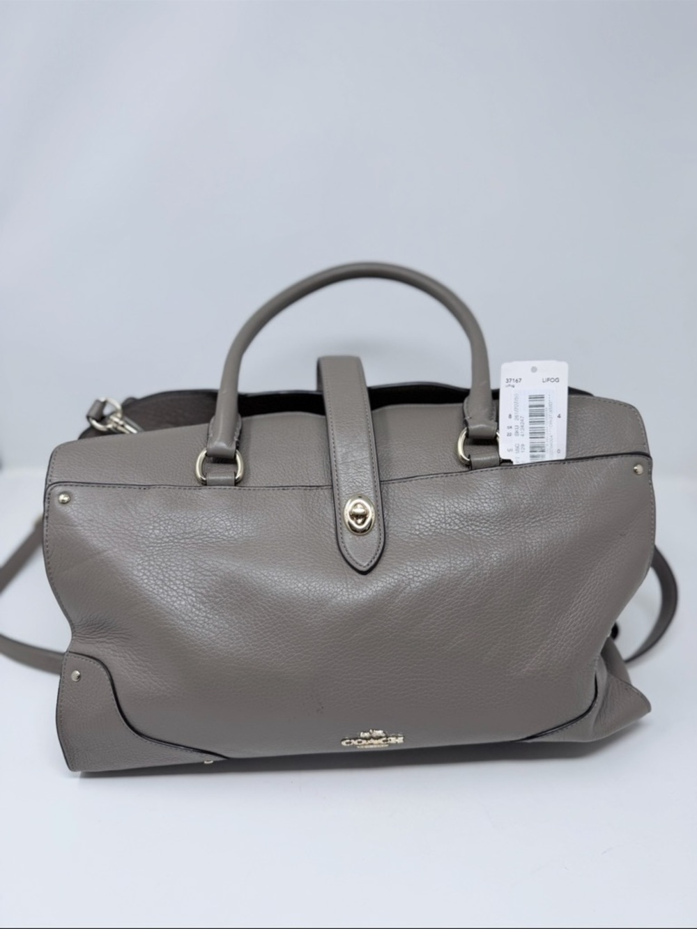 Coach Gray Pebbled Leather Satchel with Matching Wallet - Picture 2 of 6